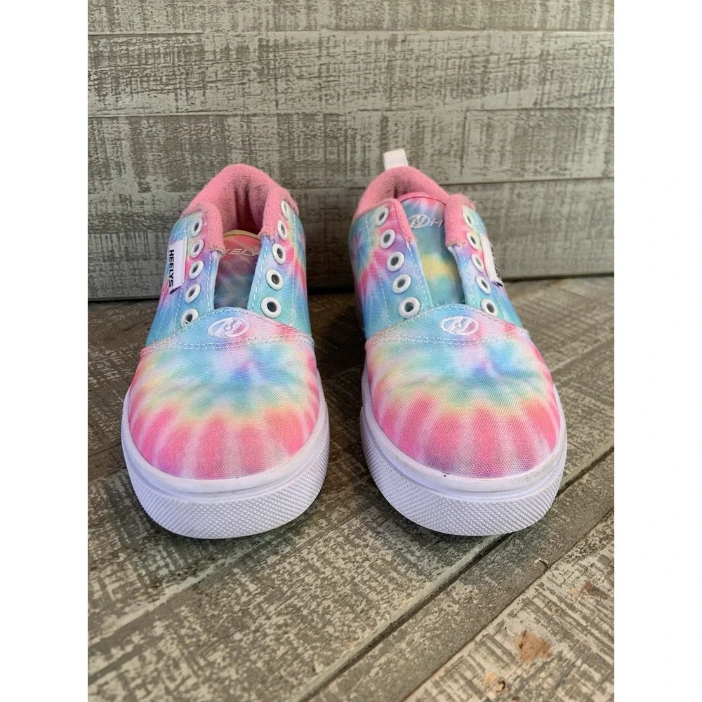 Heelys Ivory Ella Skate Shoes Youth Size 1 Rainbow Tie Dye Canvas No Wheels Nice